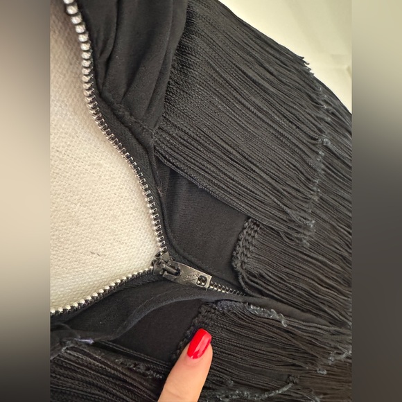 50s Vintage Black Fringe Wiggle Dress - Picture 6 of 10